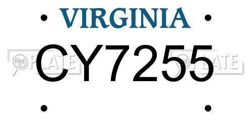 CY7255 Virginia License Plate