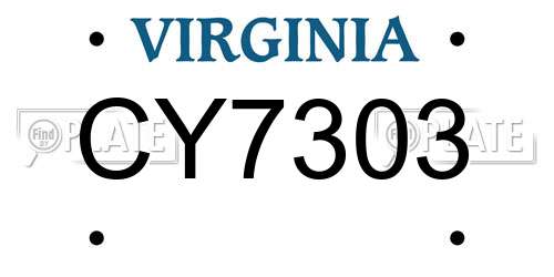CY7303 Virginia License Plate