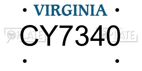 CY7340 Virginia License Plate