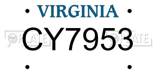 CY7953 Virginia License Plate
