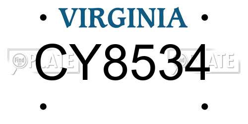 CY8534 Virginia License Plate