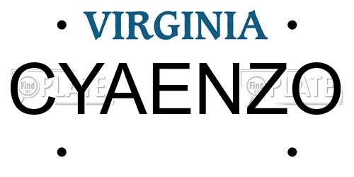 CYAENZO Virginia License Plate