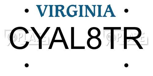CYAL8TR Virginia License Plate