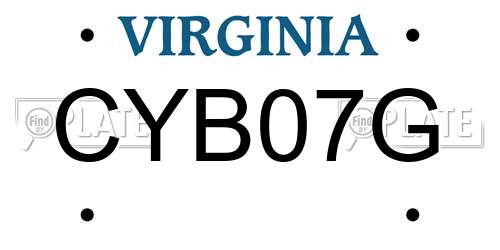 CYB07G Virginia License Plate