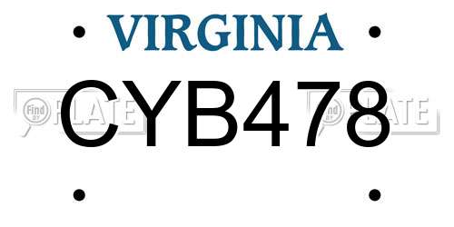 CYB478 Virginia License Plate