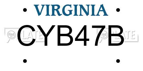 CYB47B Virginia License Plate