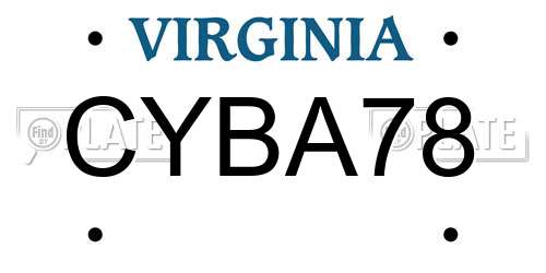 CYBA78 Virginia License Plate