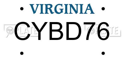 CYBD76 Virginia License Plate