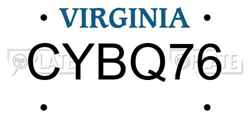CYBQ76 Virginia License Plate