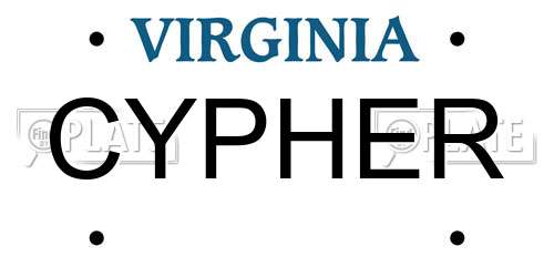 CYPHER Virginia License Plate