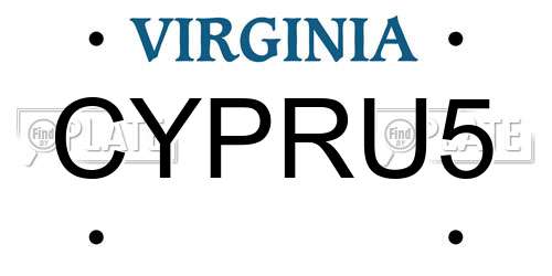 CYPRU5 Virginia License Plate