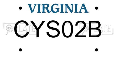 CYS02B Virginia License Plate
