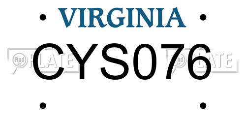 CYS076 Virginia License Plate