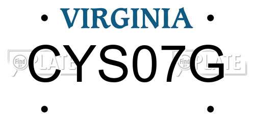 CYS07G Virginia License Plate