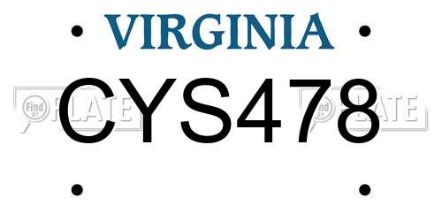 CYS478 Virginia License Plate