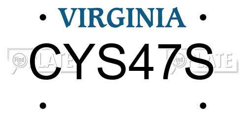 CYS47S Virginia License Plate