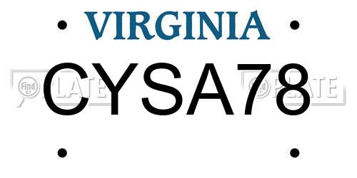 CYSA78 Virginia License Plate