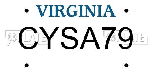 CYSA79 Virginia License Plate