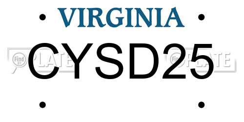 CYSD25 Virginia License Plate