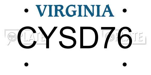 CYSD76 Virginia License Plate