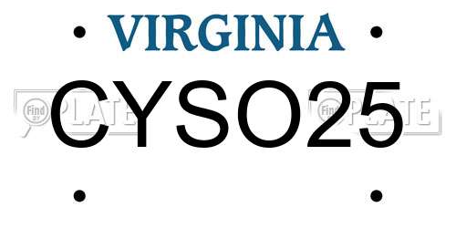 CYSO25 Virginia License Plate