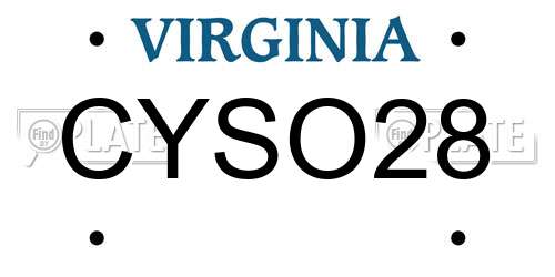 CYSO28 Virginia License Plate