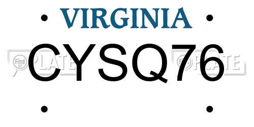 CYSQ76 Virginia License Plate