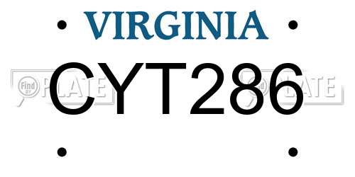 CYT286 Virginia License Plate