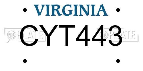 CYT443 Virginia License Plate
