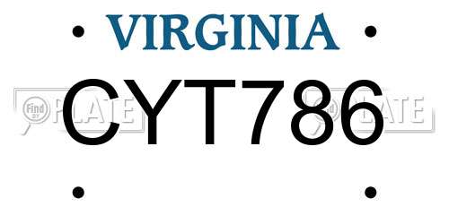 CYT786 Virginia License Plate