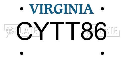 CYTT86 Virginia License Plate