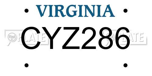 CYZ286 Virginia License Plate