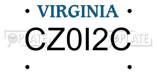 CZ0I2C Virginia License Plate