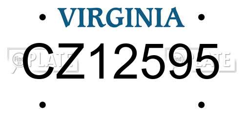CZ12595 Virginia License Plate