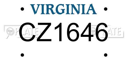CZ1646 Virginia License Plate