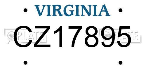 CZ17895 Virginia License Plate