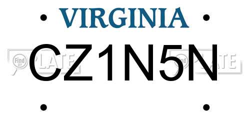 CZ1N5N Virginia License Plate