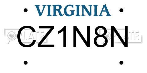 CZ1N8N Virginia License Plate