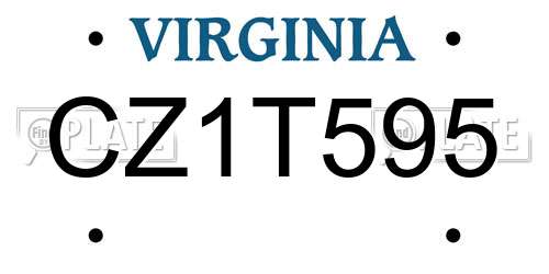 CZ1T595 Virginia License Plate
