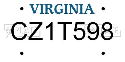 CZ1T598 Virginia License Plate