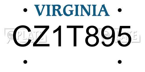 CZ1T895 Virginia License Plate
