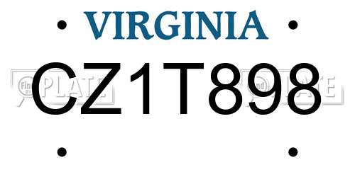 CZ1T898 Virginia License Plate