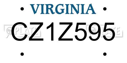 CZ1Z595 Virginia License Plate