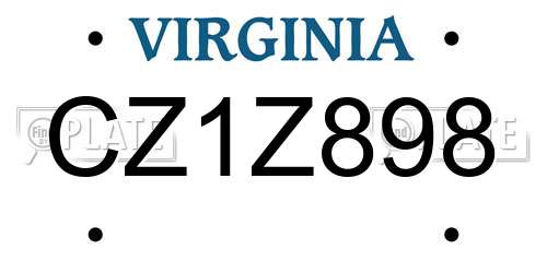 CZ1Z898 Virginia License Plate