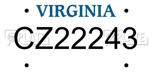 CZ22243 Virginia License Plate