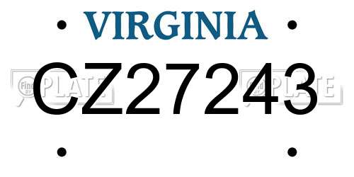 CZ27243 Virginia License Plate