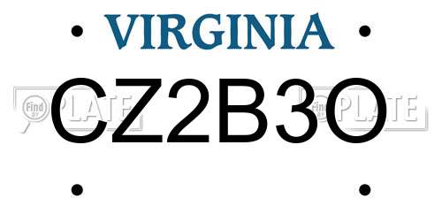 CZ2B3O Virginia License Plate