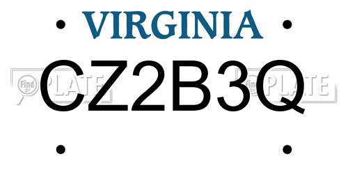 CZ2B3Q Virginia License Plate