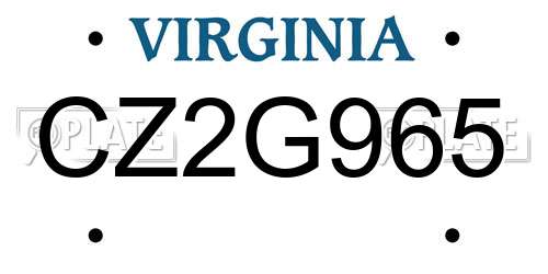 CZ2G965 Virginia License Plate