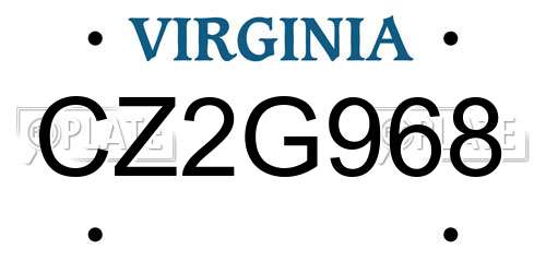 CZ2G968 Virginia License Plate